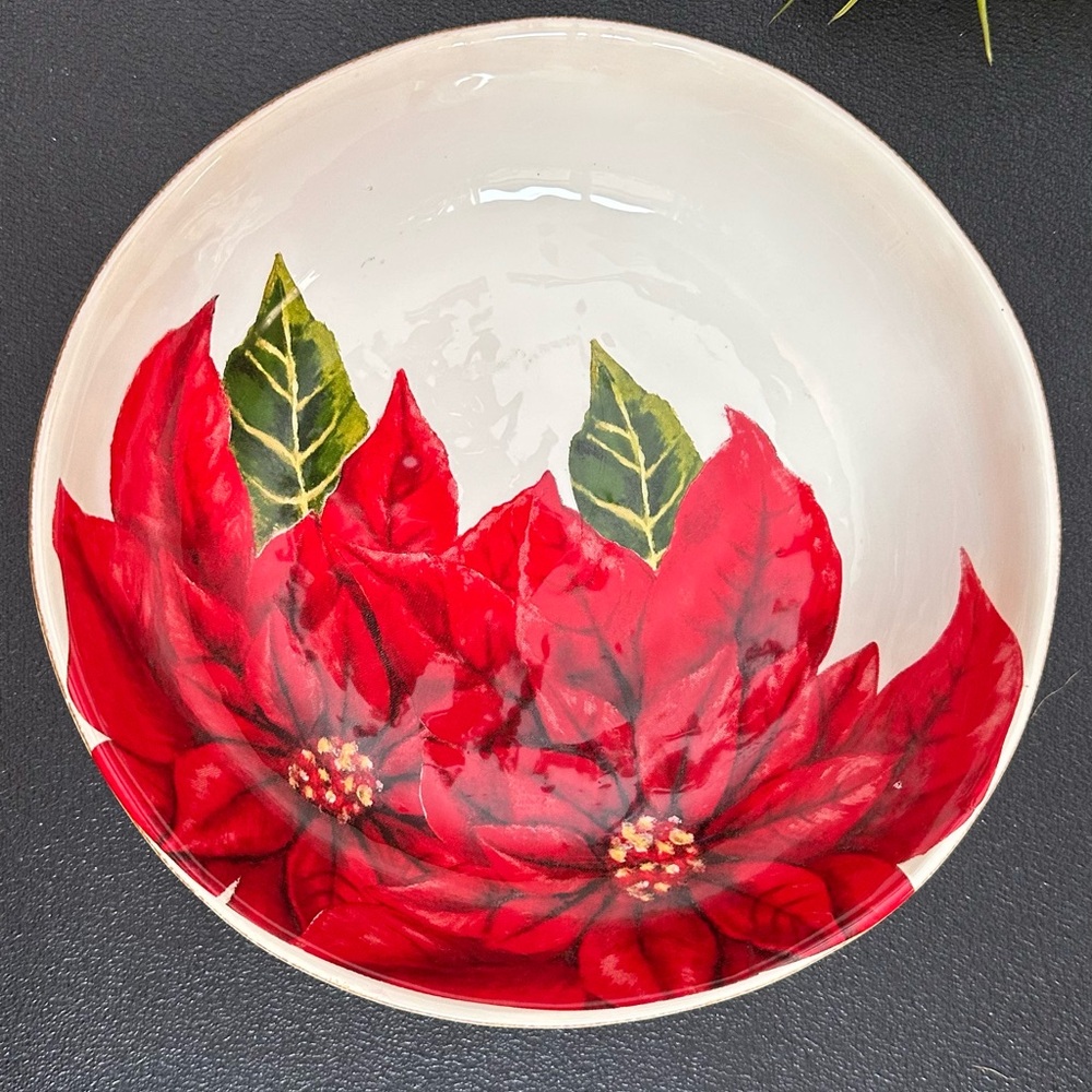 Red Floral Ceramic Bowl